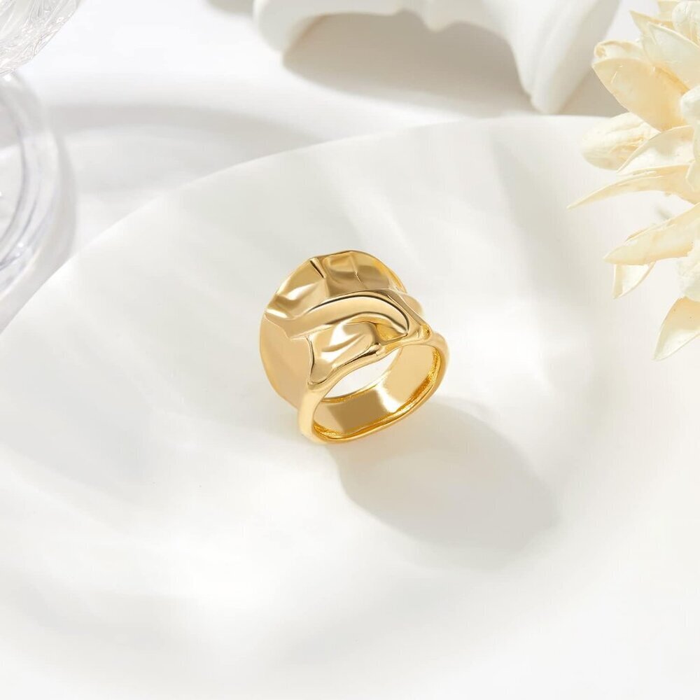 Gold Silver Rings Set for Women Chunky Statement Rings ZC Dome Evil Eye Croissan - Picture 7 of 7